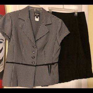 Two-piece black and white skirt suit NWOT